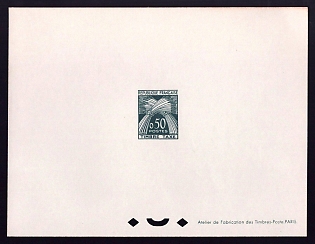 1960 50c France 'Sheaves of Wheat' Trial Color Proof Sheetlet, Epreuve de Luxe, Deluxe Presentation Miniature Sheet