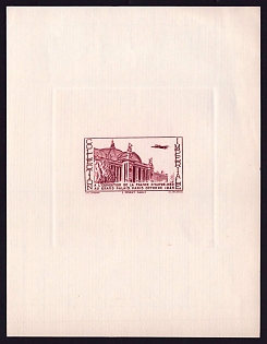 1945 France 'Imperial Collection: Overseas France Exhibition at Grand Palais' Sunken Trial Color Proof Sheetlet, Epreuve de Luxe, Deluxe Presentation Miniature Sheet