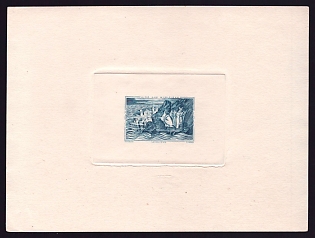 1942 5fr + 10fr France 'The King of Ys' Sunken Trial Color Proof Sheetlet, Epreuve de Luxe, Deluxe Presentation Miniature Sheet