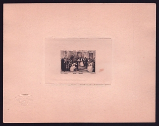 1943 4fr + 16fr France '"Evening at the Arsenal" after Johannot in Black' Sunken Die Proof Sheetlet, Epreuve de Luxe, Deluxe Presentation Miniature Sheet