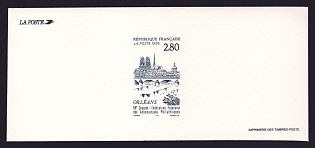 1995 2.80fr France '68th Congress of French Federation of Philatelic Organizations. Orleans' Trial Color Proof Miniature Sheetlet, Epreuve de Luxe, Deluxe Presentation Miniature Sheet