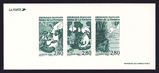 1995 2.80fr France 'Fables of Jean de la Fontaine (1621-95)' Compound Trial Color Proof Miniature Sheetlet, Epreuve de Luxe, Deluxe Presentation Miniature Sheet
