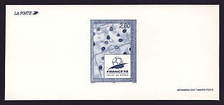 1995 2.80fr France '1998 World Cup Soccer Championships, France' Trial Color Proof Miniature Sheetlet, Epreuve de Luxe, Deluxe Presentation Miniature Sheet