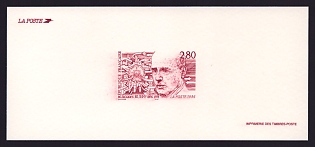 1996 2.80fr France 'Jacques Ruelf (1896-1978), Economist' Trial Color Proof Miniature Sheetlet, Epreuve de Luxe, Deluxe Presentation Miniature Sheet