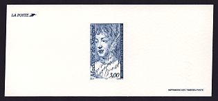 1996 3fr France 'Madame Marie de Sevigne (1626-96), Writer' Trial Color Proof Miniature Sheetlet, Epreuve de Luxe, Deluxe Presentation Miniature Sheet