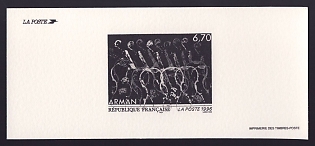 1996 6.70fr France 'Imprints of Cello Fragments, by Arman' Trial Color Proof Miniature Sheetlet, Epreuve de Luxe, Deluxe Presentation Miniature Sheet