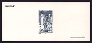 1996 3fr France 'Notre Dame de Fourviere Basilica, Lyon, cent' Trial Color Proof Miniature Sheetlet, Epreuve de Luxe, Deluxe Presentation Miniature Sheet