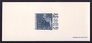 1997 4.50fr France 'Saint Martin of Tours (316-97) Apostle of the Gauls' Trial Color Proof Miniature Sheetlet, Epreuve de Luxe, Deluxe Presentation Miniature Sheet