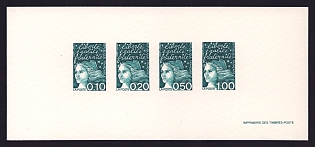 1997 10c-1fr France 'Marianne' Compound Trial Color Proof Miniature Sheetlet, Epreuve de Luxe, Deluxe Presentation Miniature Sheet