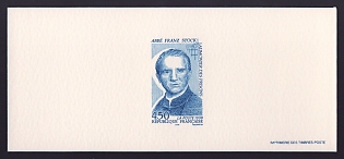 1998 4.50fr France 'Father Franz Stock' Trial Color Proof Miniature Sheetlet, Epreuve de Luxe, Deluxe Presentation Miniature Sheet