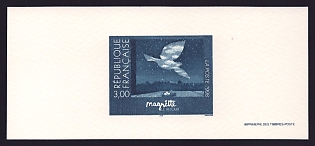 1998 3fr France '''The Return" by Rene Magritte' Trial Color Proof Miniature Sheetlet, Epreuve de Luxe, Deluxe Presentation Miniature Sheet