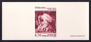 1998 6.70fr France 'Detail from "Entry of the Crusaders into Constantinople" by Delacroix (1798-1863)' Trial Color Proof Miniature Sheetlet, Epreuve de Luxe, Deluxe Presentation Miniature Sheet