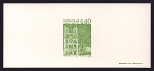 1998 4.40fr France 'Collegiate Church of Mantes' Trial Color Proof Miniature Sheetlet, Epreuve de Luxe, Deluxe Presentation Miniature Sheet
