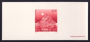1998 3fr France 'Mont-Saint-Michel' Trial Color Proof Miniature Sheetlet, Epreuve de Luxe, Deluxe Presentation Miniature Sheet