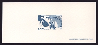 1998 3fr France '5th Republic, 40th Anniv' Trial Color Proof Miniature Sheetlet, Epreuve de Luxe, Deluxe Presentation Miniature Sheet