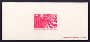 1998 3fr France 'Intl. Union for the Conservation of Nature and Natural Resources, 50th Anniv' Trial Color Proof Miniature Sheetlet, Epreuve de Luxe, Deluxe Presentation Miniature Sheet