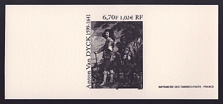 1999 6.70fr France 'Charles I, King of England, by Sir Anthony Van Dyck' Trial Color Proof Miniature Sheetlet, Epreuve de Luxe, Deluxe Presentation Miniature Sheet