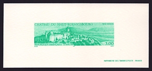 1999 3fr France 'Haut-Koenigsbourg Castle, Bas-Rhin' Trial Color Proof Miniature Sheetlet, Epreuve de Luxe, Deluxe Presentation Miniature Sheet