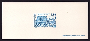 1999 3.80fr France 'Court of Saint-Emilion, 800th Anniv' Trial Color Proof Miniature Sheetlet, Epreuve de Luxe, Deluxe Presentation Miniature Sheet