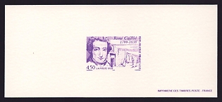 1999 4.50fr France 'Rene Caillie (1799-1838), Explorer of Africa' Trial Color Proof Miniature Sheetlet, Epreuve de Luxe, Deluxe Presentation Miniature Sheet