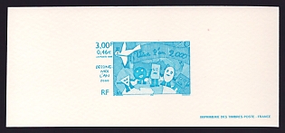 1999 3fr France 'Year 2000 Stamp Design Contest Winner' Trial Color Proof Miniature Sheetlet, Epreuve de Luxe, Deluxe Presentation Miniature Sheet