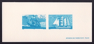1999 1fr France 'Sailing ships' Compound Trial Color Proof Miniature Sheetlet, Epreuve de Luxe, Deluxe Presentation Miniature Sheet