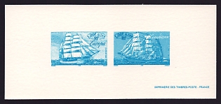 1999 1fr France 'Sailing ships' Compound Trial Color Proof Miniature Sheetlet, Epreuve de Luxe, Deluxe Presentation Miniature Sheet