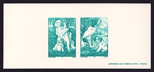 1999 3-4.50fr France 'Dogs' Compound Trial Color Proof Miniature Sheetlet, Epreuve de Luxe, Deluxe Presentation Miniature Sheet