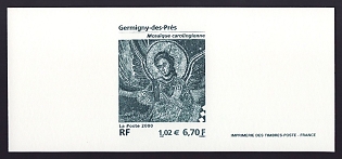 2000 6.70fr France 'Carolingian Mosaic, Germigny-des-Pres' Trial Color Proof Miniature Sheetlet, Epreuve de Luxe, Deluxe Presentation Miniature Sheet