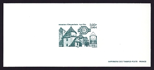 2000 3fr France 'Abbey Church of Ottmarsheim' Trial Color Proof Miniature Sheetlet, Epreuve de Luxe, Deluxe Presentation Miniature Sheet