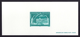 2000 3fr France 'Bretagne Parliament Building Restoration' Trial Color Proof Miniature Sheetlet, Epreuve de Luxe, Deluxe Presentation Miniature Sheet