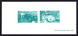 2000 1-2fr France 'Automobiles' Compound Trial Color Proof Miniature Sheetlet, Epreuve de Luxe, Deluxe Presentation Miniature Sheet