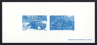 2000 1-2fr France 'Automobiles' Compound Trial Color Proof Miniature Sheetlet, Epreuve de Luxe, Deluxe Presentation Miniature Sheet