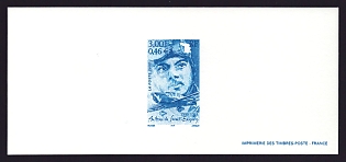 2000 3fr France 'Antoine de Saint-Exupery (1900-44), Aviator, Writer' Trial Color Proof Miniature Sheetlet, Epreuve de Luxe, Deluxe Presentation Miniature Sheet