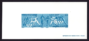 2000 3fr France '2000 Summer Olympics, Sydney' Compound Trial Color Proof Miniature Sheetlet, Epreuve de Luxe, Deluxe Presentation Miniature Sheet