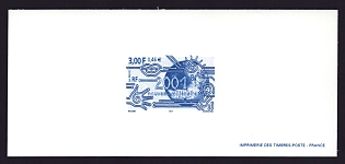 2000 3fr France '2001, Start of New Millennium' Trial Color Proof Miniature Sheetlet, Epreuve de Luxe, Deluxe Presentation Miniature Sheet