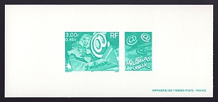 2000 3fr France 'Start of the 3rd Millennium' Trial Color Proof Miniature Sheetlet, Epreuve de Luxe, Deluxe Presentation Miniature Sheet