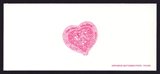 2001 3fr France 'Heart' Trial Color Proof Miniature Sheetlet, Epreuve de Luxe, Deluxe Presentation Miniature Sheet