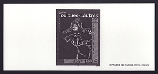 2001 6.70fr France 'Yvette Guilbert Singing "Linger, Longer, Loo," by Henri de ToulouseLautrec (1864-1901)' Trial Color Proof Miniature Sheetlet, Epreuve de Luxe, Deluxe Presentation Miniature Sheet