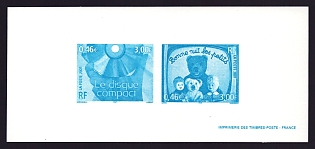 2001 3fr France 'Television; Compact disc' Compound Trial Color Proof Miniature Sheetlet, Epreuve de Luxe, Deluxe Presentation Miniature Sheet