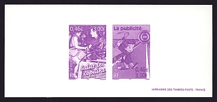 2001 3fr France 'Advertisements; Radio' Compound Trial Color Proof Miniature Sheetlet, Epreuve de Luxe, Deluxe Presentation Miniature Sheet