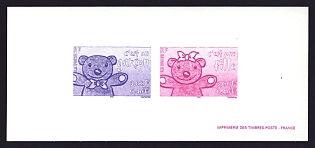 2001 3fr France 'Announcements' Compound Trial Color Proof Miniature Sheetlet, Epreuve de Luxe, Deluxe Presentation Miniature Sheet