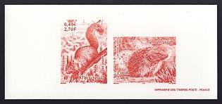 2001 2.70-3fr France 'Wildlife' Compound Trial Color Proof Miniature Sheetlet, Epreuve de Luxe, Deluxe Presentation Miniature Sheet