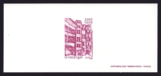 2001 3fr France 'Old Lyon' Trial Color Proof Miniature Sheetlet, Epreuve de Luxe, Deluxe Presentation Miniature Sheet