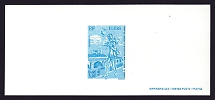 2001 3fr France 'French Federation of Philatelic Associations 74th Congress, Tours' Trial Color Proof Miniature Sheetlet, Epreuve de Luxe, Deluxe Presentation Miniature Sheet