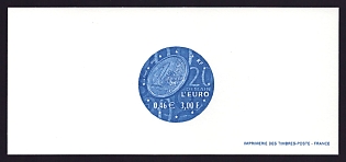 2001 3fr France '1 Euro Coin' Trial Color Proof Miniature Sheetlet, Epreuve de Luxe, Deluxe Presentation Miniature Sheet