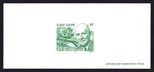 2001 4.50fr France 'Albert Caquot (1881-1976), Engineer' Trial Color Proof Miniature Sheetlet, Epreuve de Luxe, Deluxe Presentation Miniature Sheet