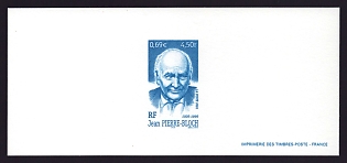2001 4.50fr France 'Jean Pierre-Bloch (1905-99), Human Rights Advocate' Trial Color Proof Miniature Sheetlet, Epreuve de Luxe, Deluxe Presentation Miniature Sheet