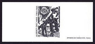 2001 3fr France 'Albert Decaris (1901-88), Artist' Trial Color Proof Miniature Sheetlet, Epreuve de Luxe, Deluxe Presentation Miniature Sheet
