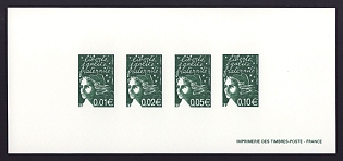 2002 1-10c France 'Marianne (With Euro Denominations)' Compound Trial Color Proof Miniature Sheetlet, Epreuve de Luxe, Deluxe Presentation Miniature Sheet